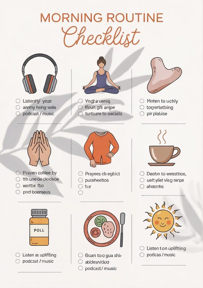 Self Care Morning Routine Checklist Printable | Mental Health Worksheet