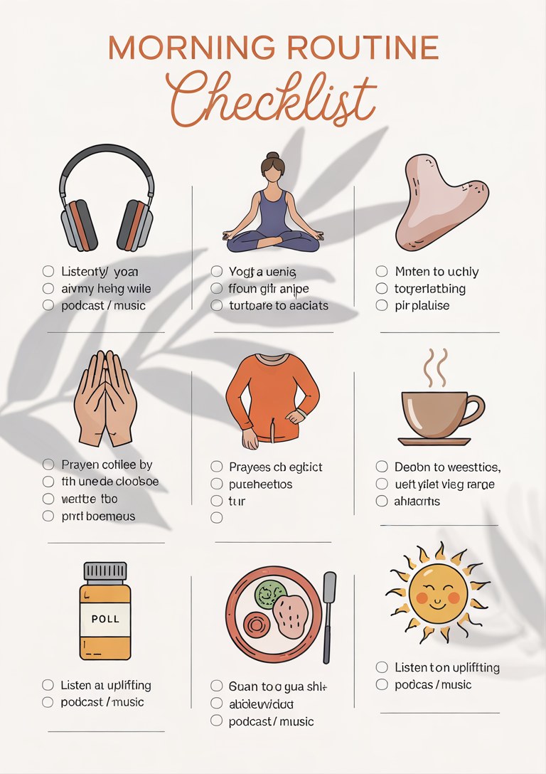 Self Care Morning Routine Checklist Printable | Mental Health Worksheet