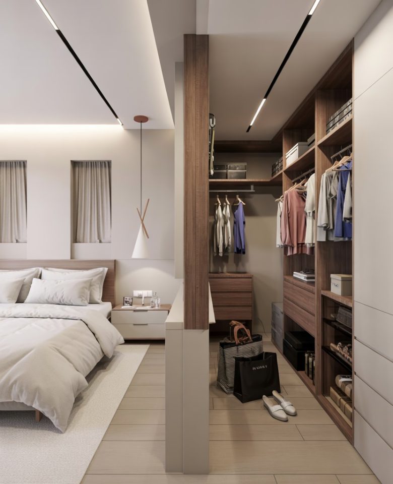 Modern Master Bedroom with Walk-In Closet Design Ideas