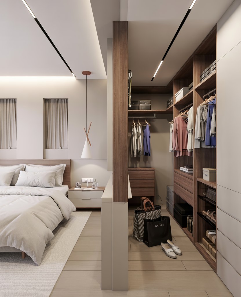 Modern Master Bedroom with Walk-In Closet Design Ideas