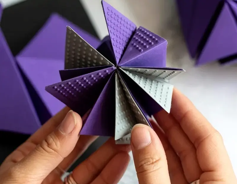 Intricate Geometric Origami on a Budget – Purple Black Silver Textured Paper