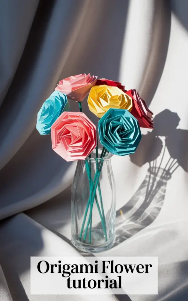 Origami Paper Flowers in Vase | DIY Scrapbooking Decor | Paper Craft Tutorial